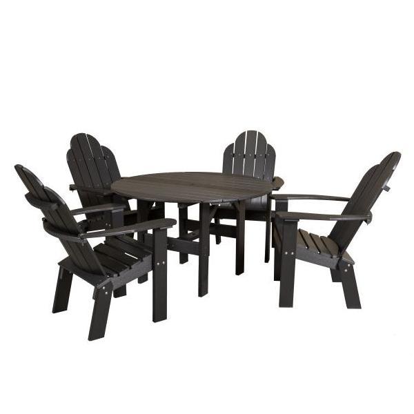 Little Cottage Co. Classic 46” Round Table w/4 Dining/Deck Chairs Dining Set Black