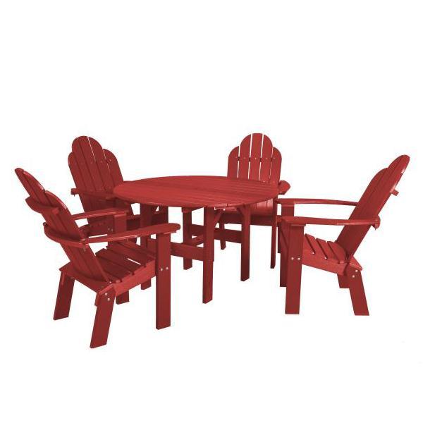 Little Cottage Co. Classic 46” Round Table w/4 Dining/Deck Chairs Dining Set Cardinal Red