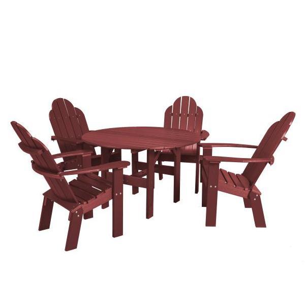 Little Cottage Co. Classic 46” Round Table w/4 Dining/Deck Chairs Dining Set Cherry Wood