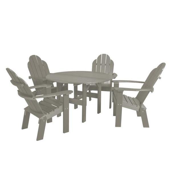 Little Cottage Co. Classic 46” Round Table w/4 Dining/Deck Chairs Dining Set Light Grey