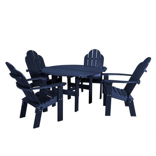 Little Cottage Co. Classic 46” Round Table w/4 Dining/Deck Chairs Dining Set Patriot Blue