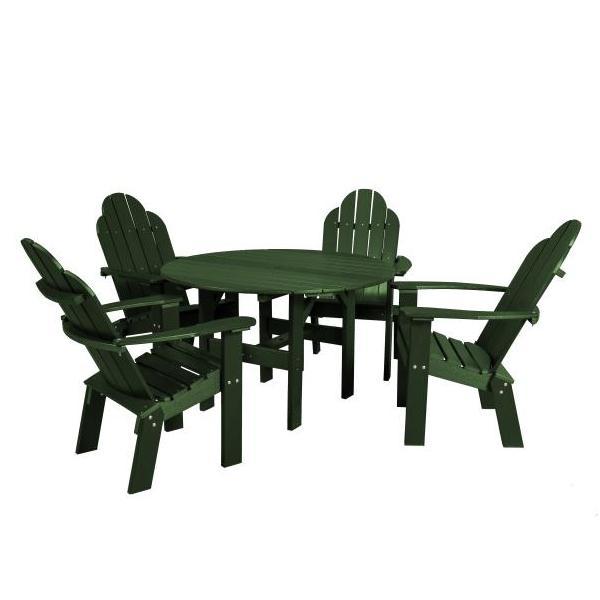 Little Cottage Co. Classic 46” Round Table w/4 Dining/Deck Chairs Dining Set Turf Green