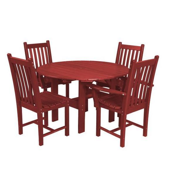 Little Cottage Co. Classic 46” Round Table W/4 Side Chairs Dining Set Cardinal Red