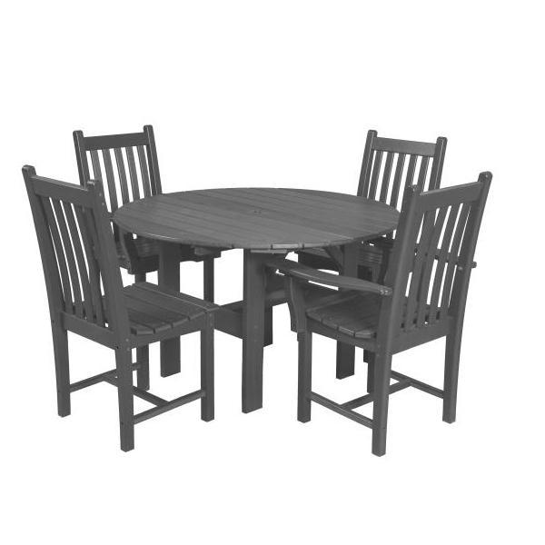 Little Cottage Co. Classic 46” Round Table W/4 Side Chairs Dining Set Dark Grey