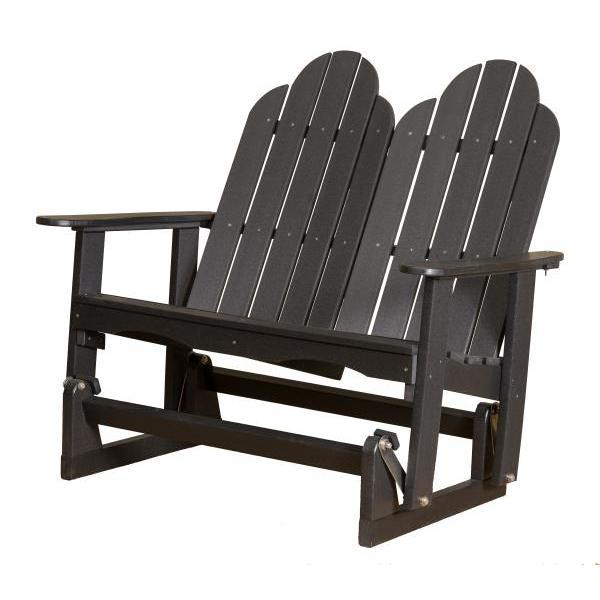 Little Cottage Co. Classic Adirondack 4&#39; Glider Solid Resin Gliders Black