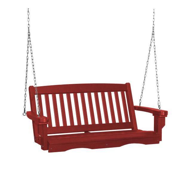 Little Cottage Co. Classic Mission 4&#39; Eco Plastic Porch Swing Porch Swings Cardinal Red / No