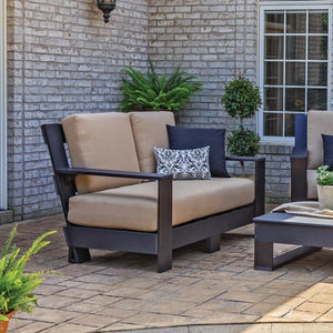 Little Cottage Co. Contemporary Deep Seat Love Seat Bench Black-Heather Beige