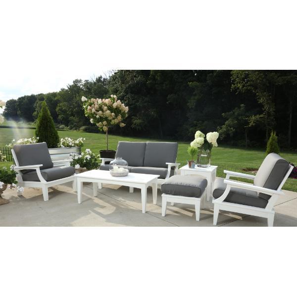 Little Cottage Co. Heritage Deep Seating Love Seat Bench White with Charcoal Gray