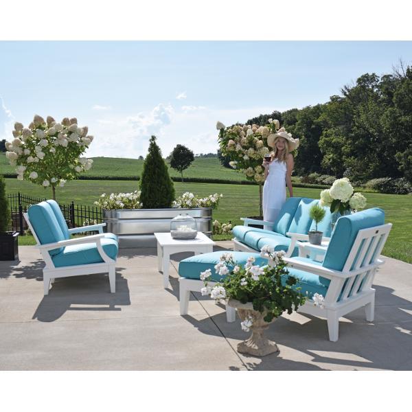 Little Cottage Co. Heritage Deep Seating Sofa Garden Benches White with Aruba