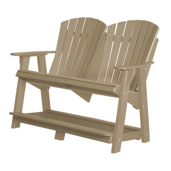 Little Cottage Co. Heritage Double High Adirondack Bench Garden Benches Weathered Wood