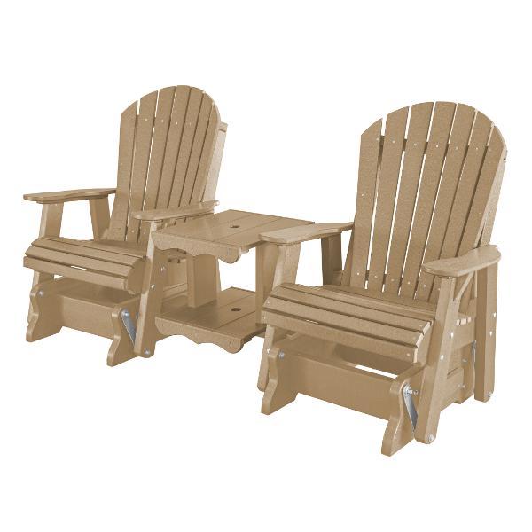 Little Cottage Co. Heritage Double Rock-a-Tee Garden Benches Weathered Wood