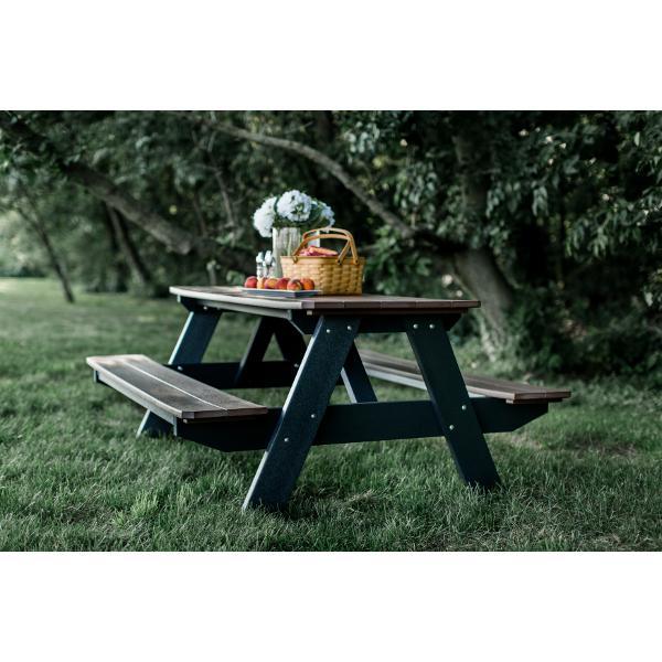 Little Cottage Co. Heritage Picnic Table With Attached Bench Picnic Table Tudor Brown-Black