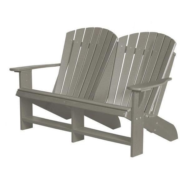 Little Cottage Co. Heritage Recycled Plastic Double Adirondack Bench Garden Benches Light Gray