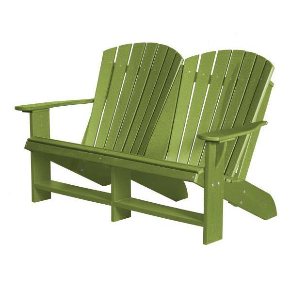 Little Cottage Co. Heritage Recycled Plastic Double Adirondack Bench Garden Benches Lime Green