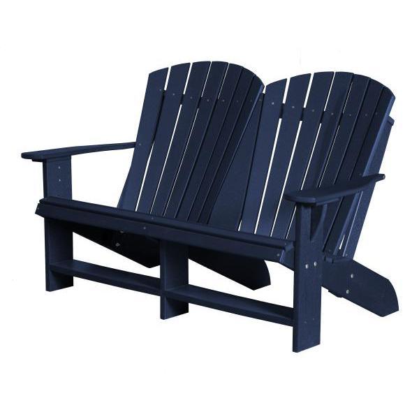 Little Cottage Co. Heritage Recycled Plastic Double Adirondack Bench Garden Benches Patriot Blue