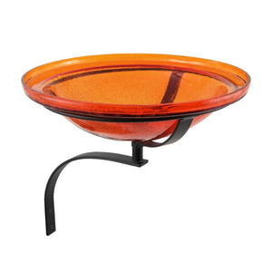 Mandarin Crackle Glass Birdbath Bowl Birdbath Bowl 12 inch / Birdbath with Over Rail Bracket