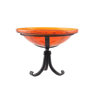 Mandarin Crackle Glass Birdbath Bowl Birdbath Bowl 12 inch / Birdbath with Wall Mount Bracket