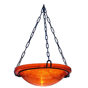 Mandarin Crackle Glass Birdbath Bowl Birdbath Bowl 12 inch / Hanging Birdbath