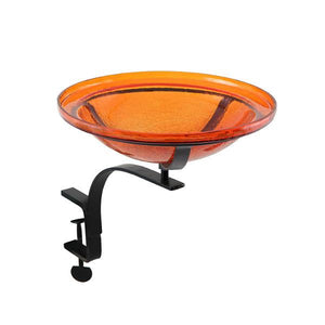 Mandarin Crackle Glass Birdbath Bowl Birdbath Bowl 14 inch / Birdbath Bowl with Stake