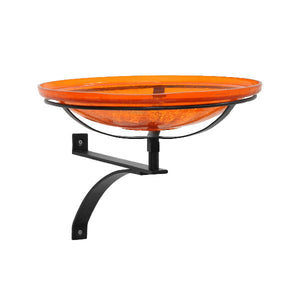 Mandarin Crackle Glass Birdbath Bowl Birdbath Bowl 14 inch / Birdbath with Wall Bracket
