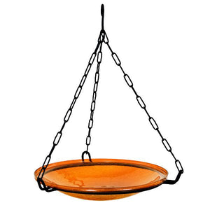 Mandarin Crackle Glass Birdbath Bowl Birdbath Bowl 14 inch / Hanging Birdbath