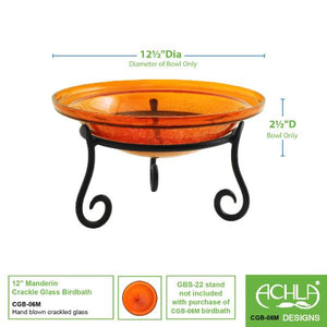 Mandarin Crackle Glass Birdbath Bowl Birdbath Bowl