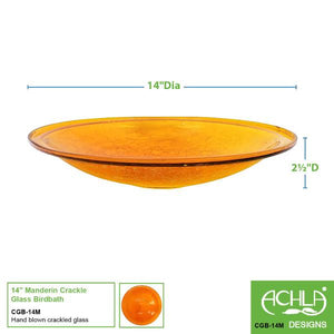 Mandarin Crackle Glass Birdbath Bowl Birdbath Bowl