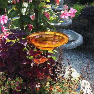 Mandarin Crackle Glass Birdbath Bowl Birdbath Bowl