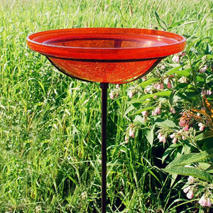 Mandarin Crackle Glass Birdbath Bowl Birdbath Bowl
