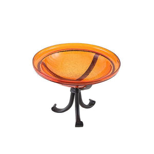 Mandarin Crackle Glass Birdbath Bowl Birdbath Bowl