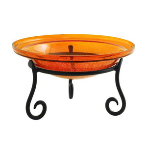 Mandarin Crackle Glass Birdbath Bowl Birdbath Bowl