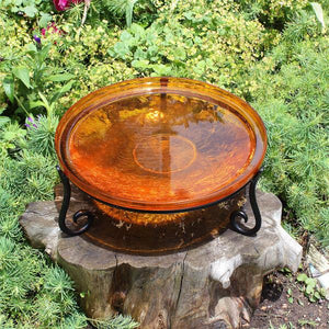 Mandarin Crackle Glass Birdbath Bowl Birdbath Bowl