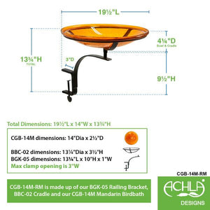 Mandarin Crackle Glass Birdbath Bowl Birdbath Bowl