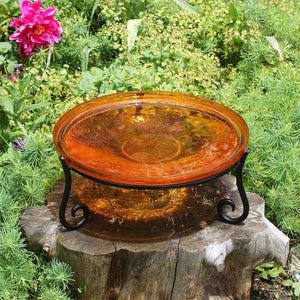 Mandarin Crackle Glass Birdbath Bowl Birdbath Bowl