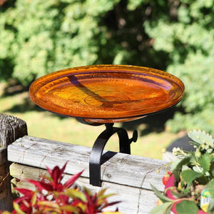 Mandarin Crackle Glass Birdbath Bowl Birdbath Bowl