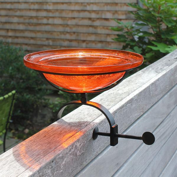 Mandarin Crackle Glass Birdbath Bowl Birdbath Bowl