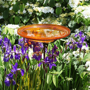 Mandarin Crackle Glass Birdbath Bowl Birdbath Bowl