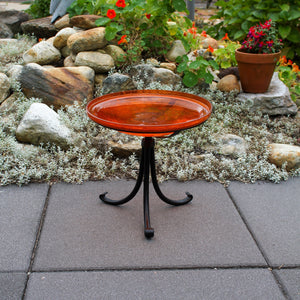 Mandarin Crackle Glass Birdbath Bowl Birdbath Bowl