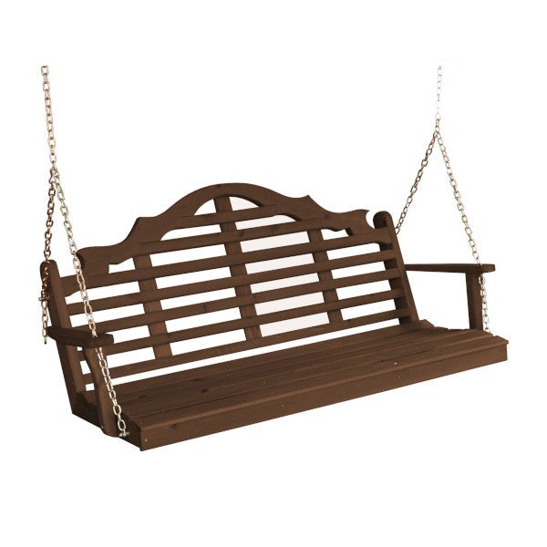 Marlboro Red Cedar Furniture Porch Swing Porch Swing 5ft / Include Stainless Steel Swing Hangers / Mushroom Stain