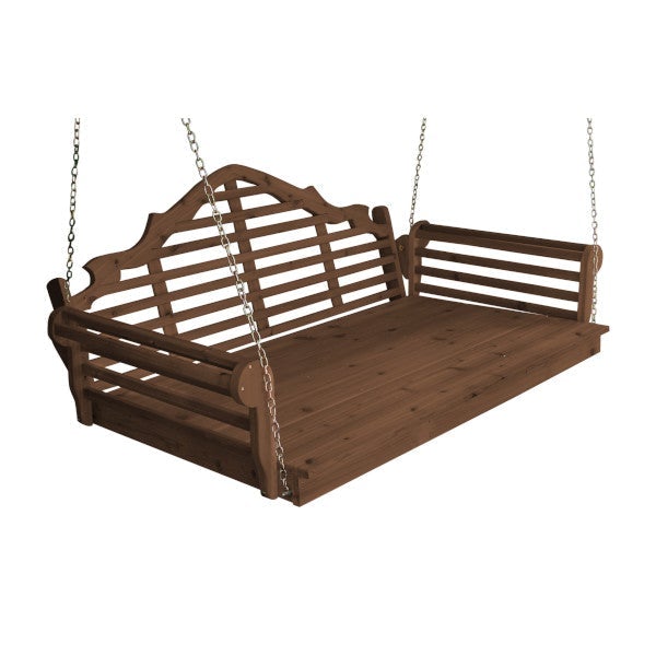 Marlboro Red Cedar Swing Bed Porch Swing Bed 6ft / Mushroom Stain / Include Stainless Steel Swing Hangers