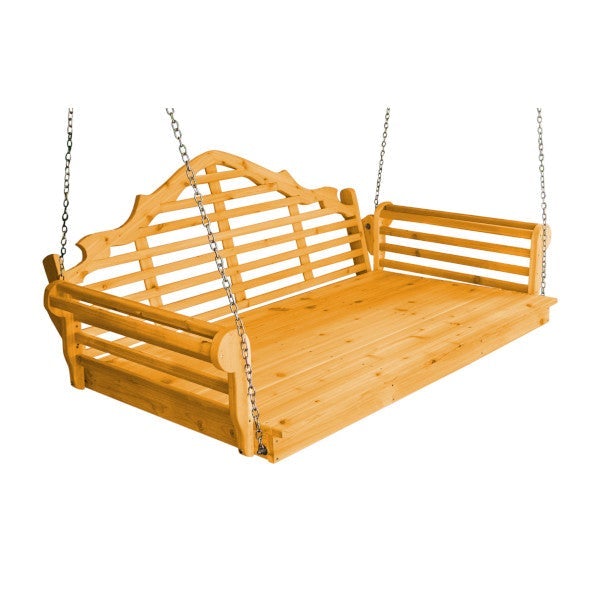 Marlboro Red Cedar Swing Bed Porch Swing Bed 6ft / Natural Stain / Include Stainless Steel Swing Hangers