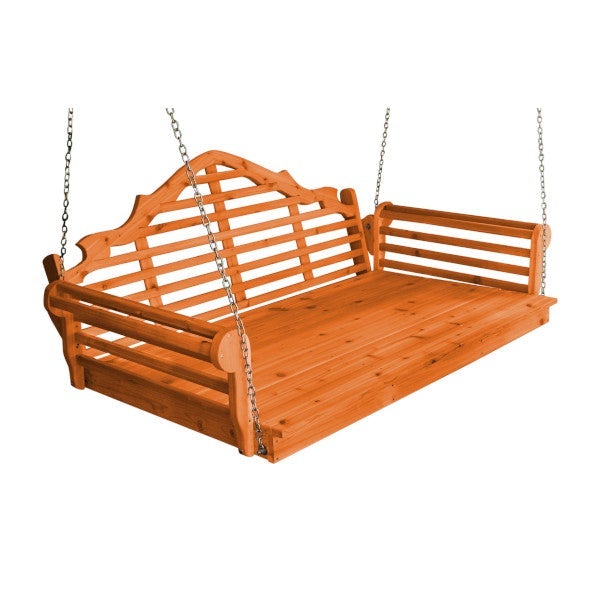 Marlboro Red Cedar Swing Bed Porch Swing Bed 6ft / Redwood Stain / Include Stainless Steel Swing Hangers