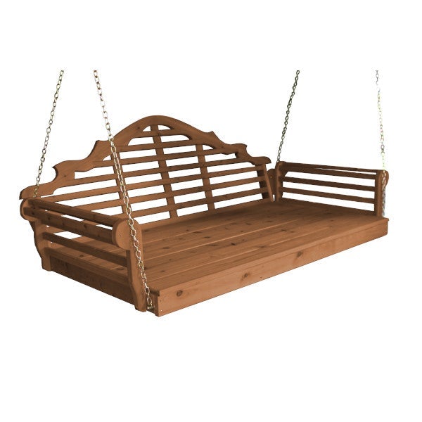 Marlboro Red Cedar Swing Bed Porch Swing Bed 75 inch / Oak Stain / Include Stainless Steel Swing Hangers