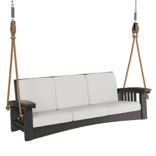 Mission Sofa Rope Swing Porch Swing Black / Canvas Natural / Cypress