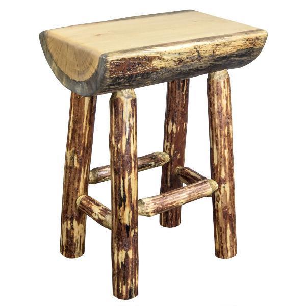 Montana Woodworks Glacier Country Counter Height Half Log Barstool with Exterior Stain Finish Barstool