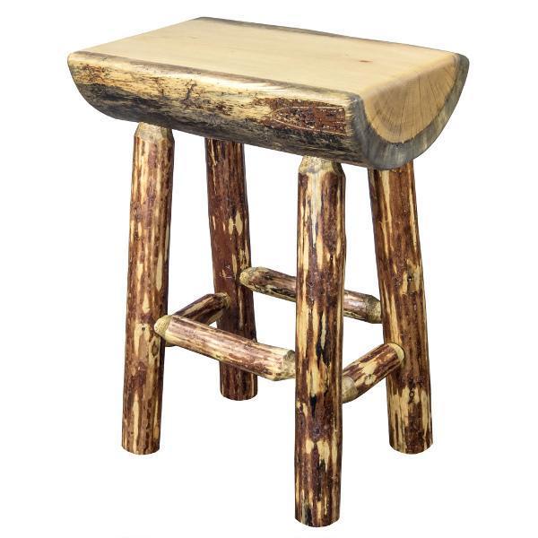 Montana Woodworks Glacier Country Counter Height Half Log Barstool with Exterior Stain Finish Barstool