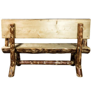 Montana Woodworks Glacier Country Half Log Bench with Back & Arms Garden Benches 4ft