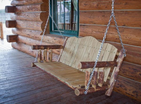 Montana Woodworks Glacier Country Log Porch Swing Porch Swings No