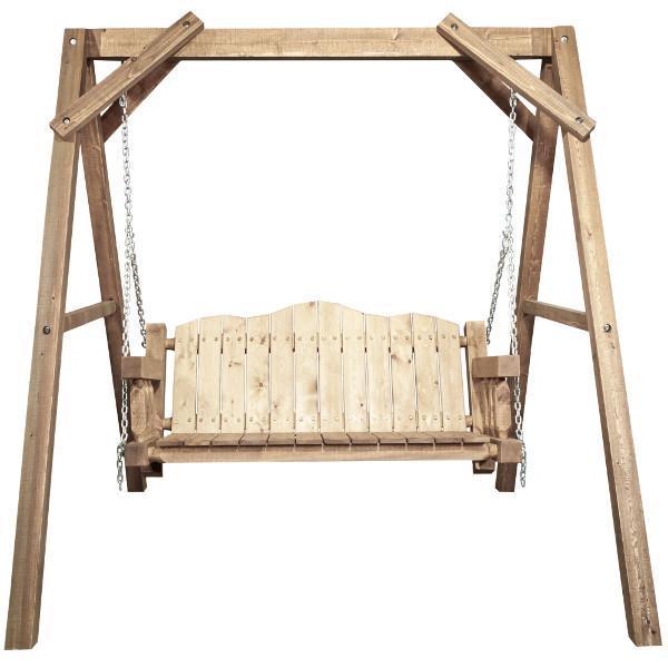 Montana Woodworks Homestead Lawn Swing with &quot;A&quot; Frame Porch Swings Exterior Stain Finish / No