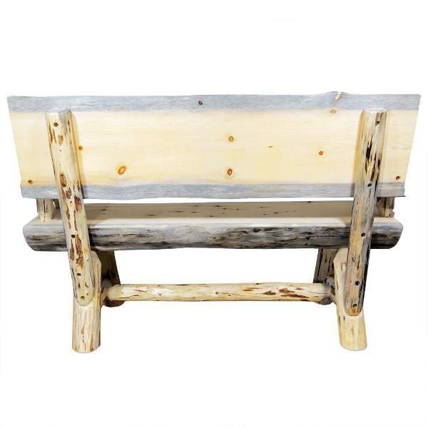 Montana Woodworks Montana Half Log Bench with Back &amp; Arms Garden Benches 4ft